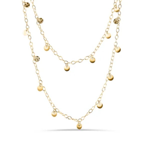 Gold Plated 925 Sterling Silver Confetti Disc Necklace